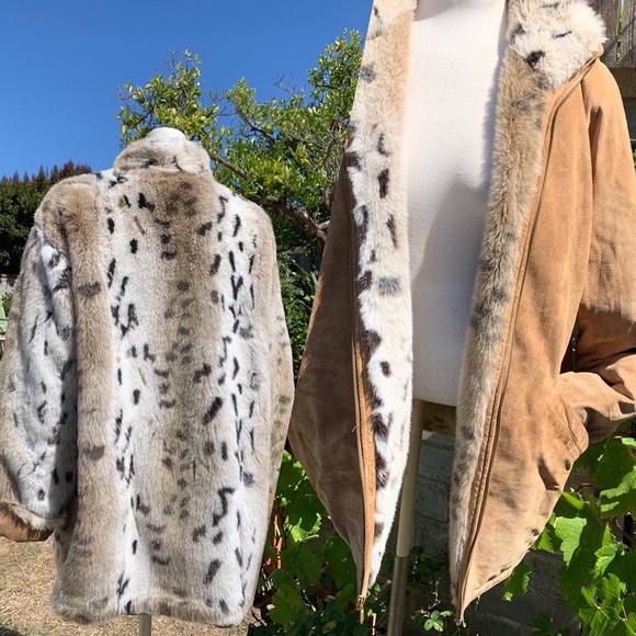 SOLD Vintage Reversible Suede Faux Fur Winter Coat - Picture 2 of 8